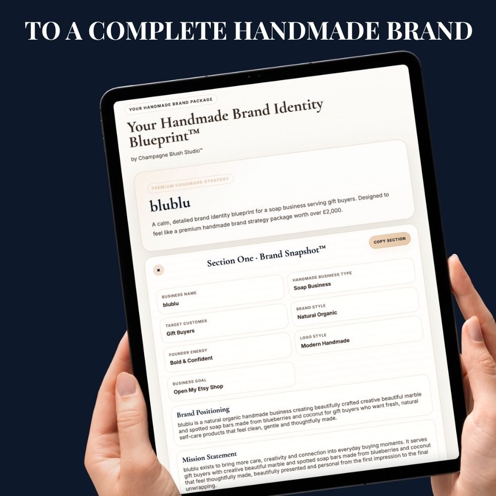Handmade Brand Identity Kit, Etsy Glow Up, AI Logo & Packaging Prompts (Digital Download)