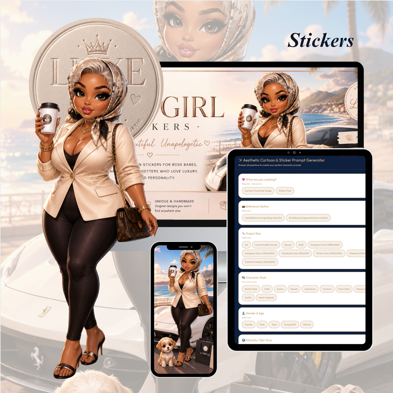 Aesthetic Sticker Prompt Generator, AI Sticker Creator for Etsy Sellers & Creative Small Businesses (Digital Download)
