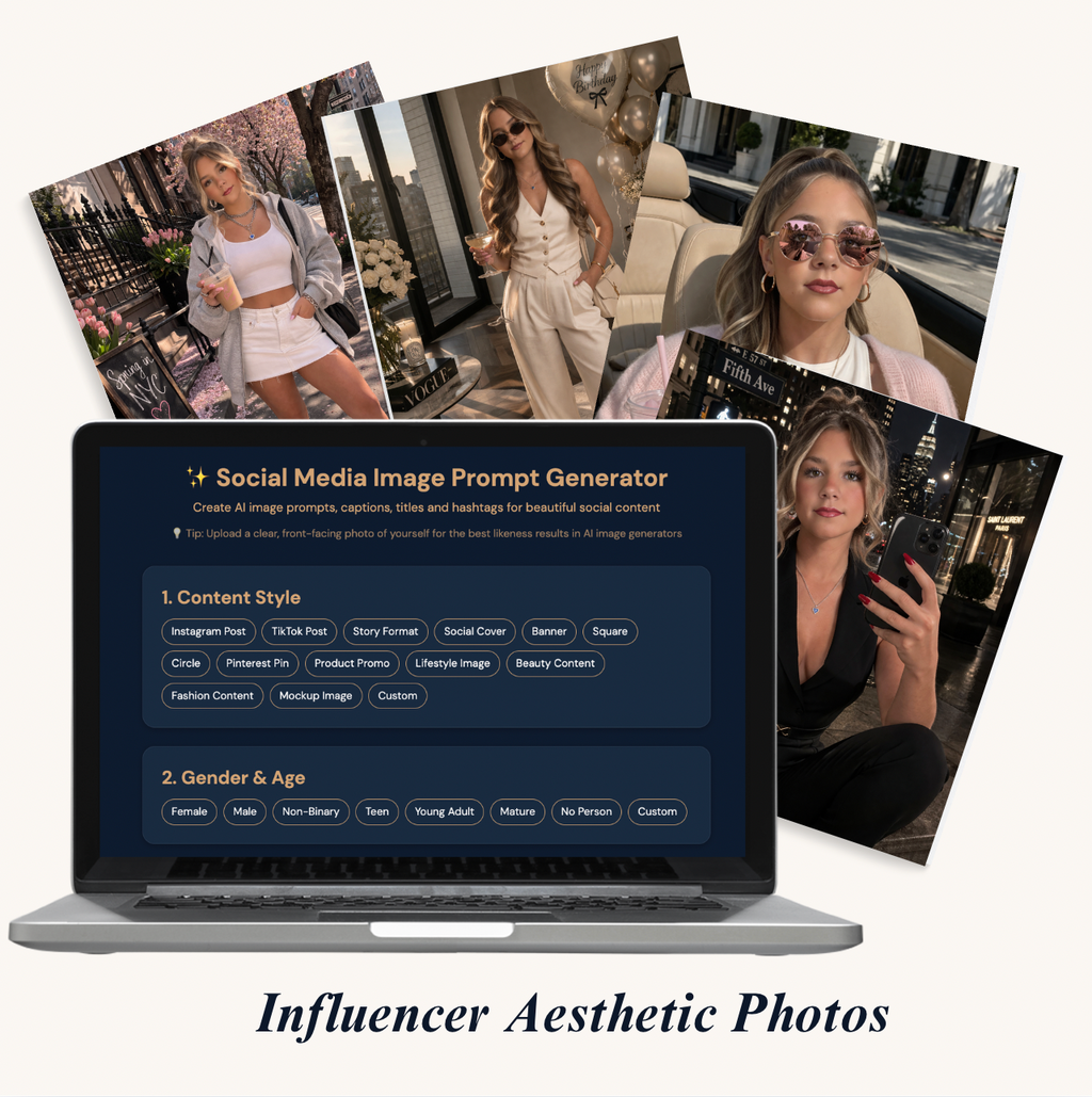 Social Media Image Prompt Generator, AI Prompts for Aesthetic Instagram & Small Business Content (Digital Download)