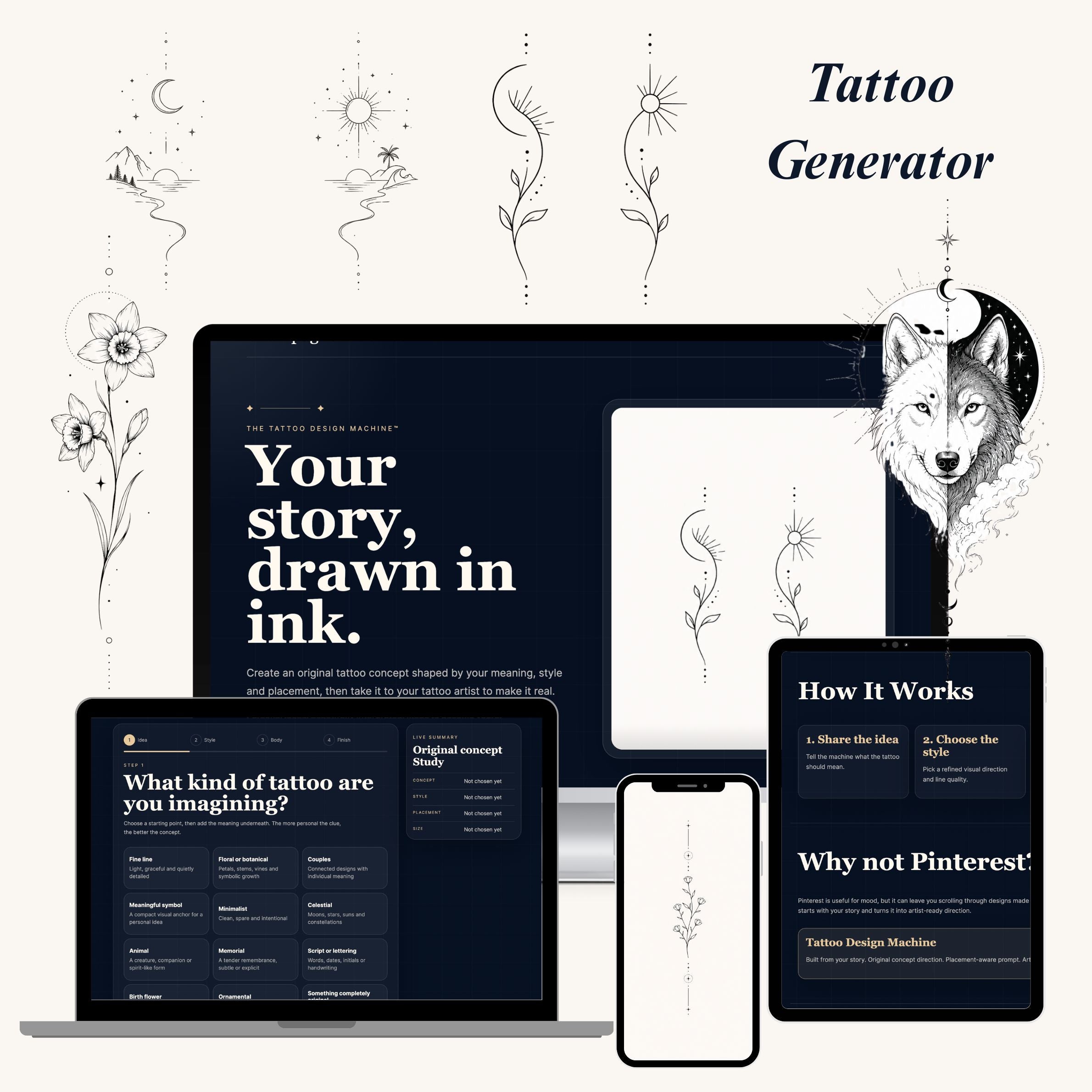 Tattoo Prompt Machine™, AI Tattoo Design Prompt Generator, Tattoo Artist & Tattoo Business, Midjourney, ChatGPT & AI Art Prompts, Digital Download
